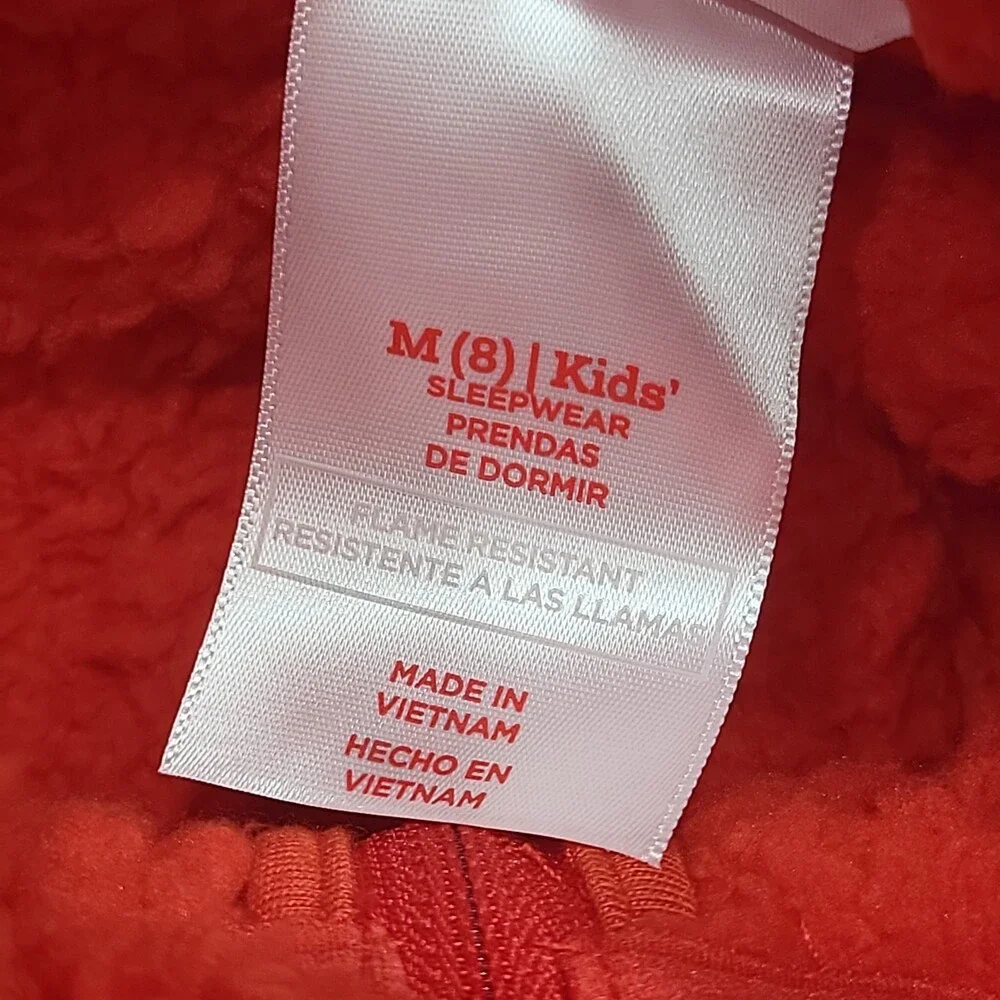 Kids Faux Shearling Half Zip Up Pajama Pullover - Wondershop Red Size Medium 8